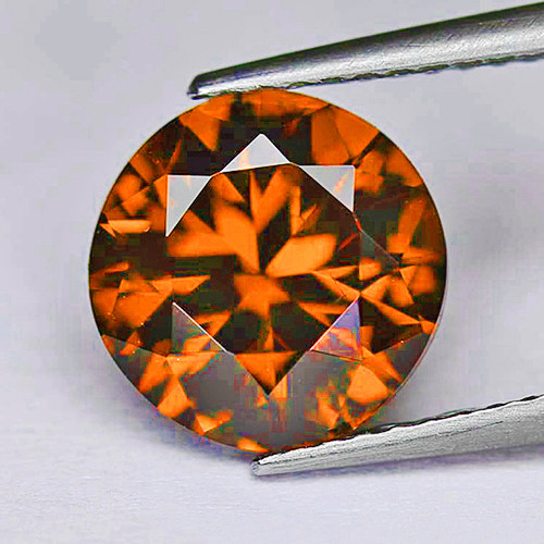 6.00 mm Round Brilliant Machine Cut Extreme Brilliancy Natural  AAA Imperial Orange Zircon {Flawless-VVS1}--AAA Grade