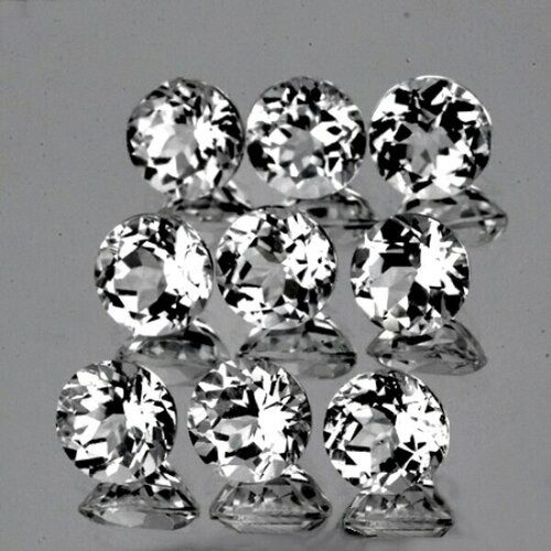 5.00 mm 9 pcs Round Brilliant Cut Best AAA White Topaz Natural {Flawless-VVS1}