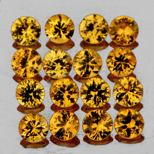 1.70 mm 35 pcs Round Brilliant Machine Cut AAA Yellow Sapphire Natural {Flawless-VVS1}