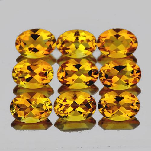 6x4 mm 9 pcs Oval AAA Fire Natural Golden Yellow Citrine (Flawless-VVS}