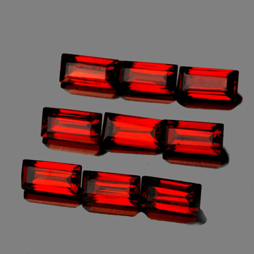 6x3 mm 9 pcs Baguette Cut AAA Fire Red Mozambique Garnet Natural {Flawless-VVS1}