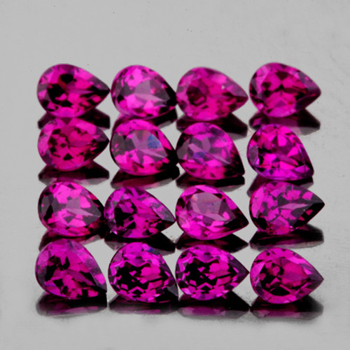 4x3 mm 16 pcs Pear AAA Fire Pink Purple Rhodolite Garnet Natural {Flawless-VVS}