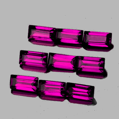6x3 mm 9 pcs Baguette AAA Fire AAA Pink Purple Rhodolite Garnet Natural  {Flawless-VVS}--AAA Grade