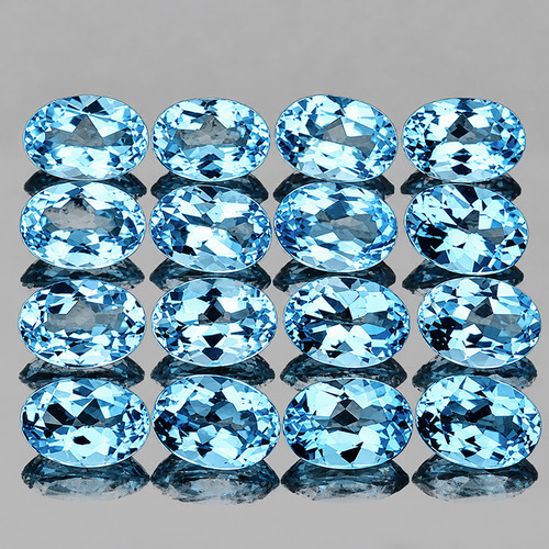 4x3 mm 16 pcs Oval Brilliant Cut Best AAA Fire Natural Sky Blue Topaz {Flawless-VVS1}