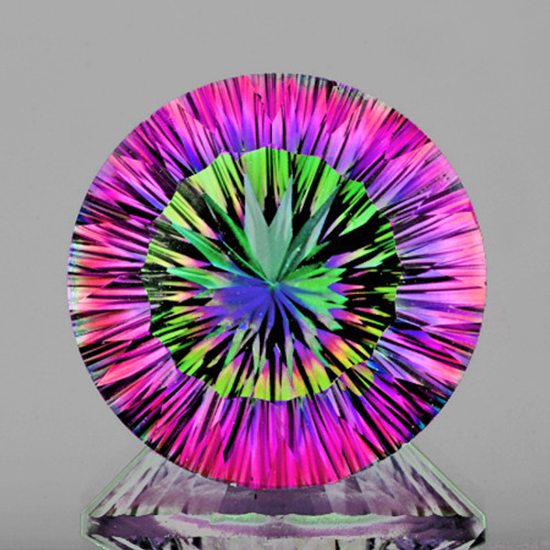 10.00 mm Round Concave Cut AAA Fire Rainbow Mystic Quartz Natural {Flawless-VVS1}