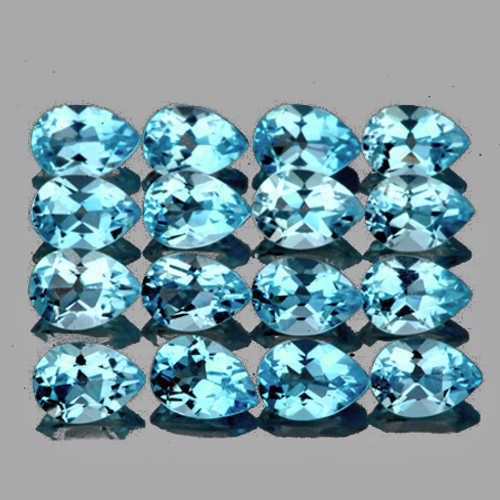 4x3 mm 16 pcs Pear AAA Fire Natural Sky Blue Topaz {Flawless-VVS1}