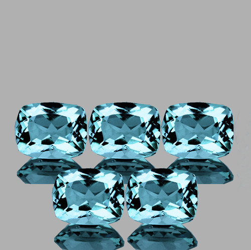 8x6 mm 5 pcs Cushion AAA Fire Natural AAA Sky Blue Topaz {Flawless-VVS1}