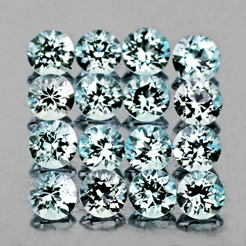 2.00 mm 30 pcs Round AAA Fire Natural Soft Blue Aquamarine (Flawless-VVS}