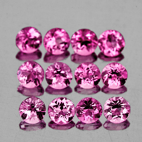 2.80 mm 12 pcs Round AAA Fire Sweet Pink Tourmaline Natural {Flawless-VVS1}