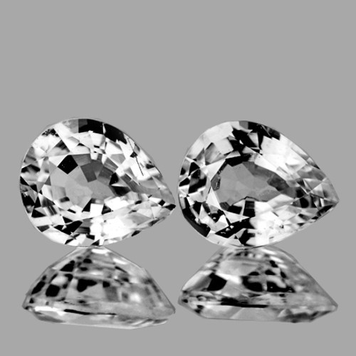 5x4 mm 2 pcs Pear AAA Fire Diamond White Sapphire Natural {Flawless-VVS}