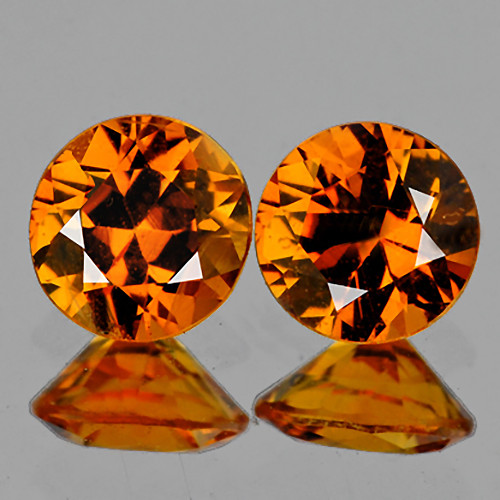 4.00 mm 2 pcs Round Machine Cut Best AAA Fire AAA Golden Orange Sapphire Natural {Flawless-VVS1}--AAA Grade