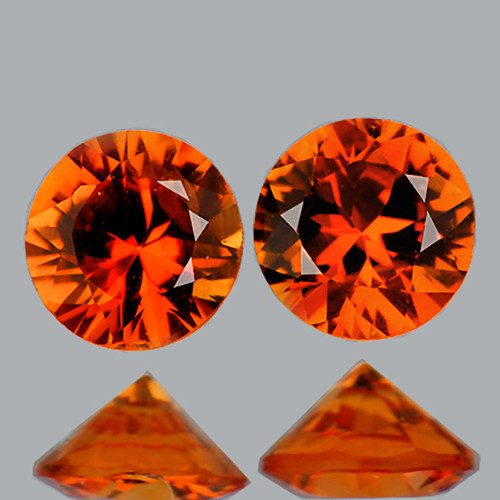 4.00 mm 2 pcs Round Machine Cut Best AAA Fire AAA Orange Sapphire Natural {Flawless-VVS1}--AAA Grade