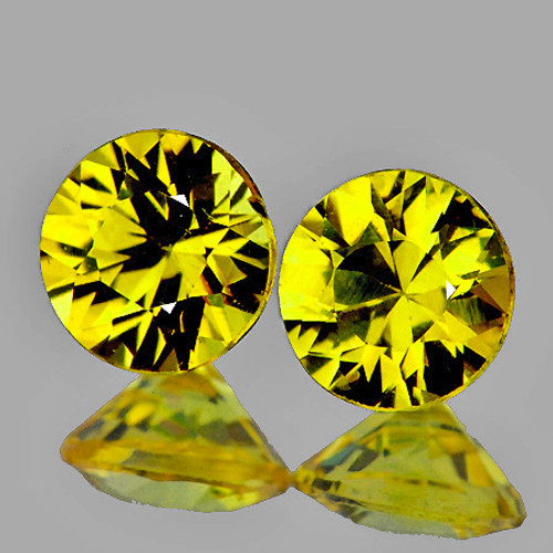 4.20 mm 2 pcs Round Machine Cut AAA Canary Yellow Sapphire Natural  {Flawless-VVS1}--AAA Grade