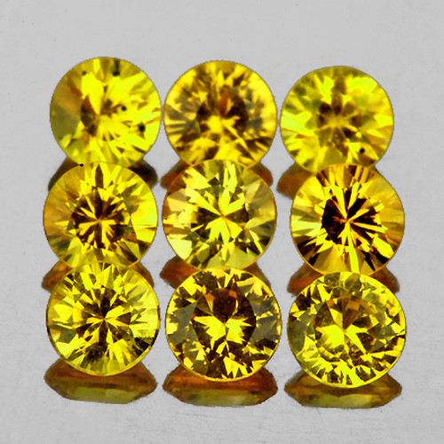 2.80 mm 9 pcs Round Brilliant Cut AAA Fire Intense Yellow Sapphire Natural {Flawless-VVS}