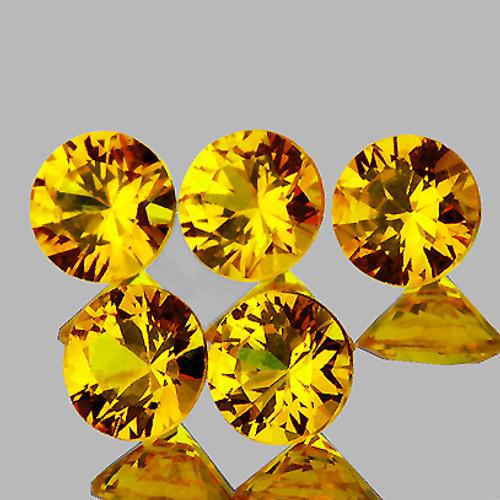 3.50 mm 5 pcs Round Brilliant Cut AAA Fire Intense Yellow Sapphire Natural {Flawless-VVS}--AAA Grade