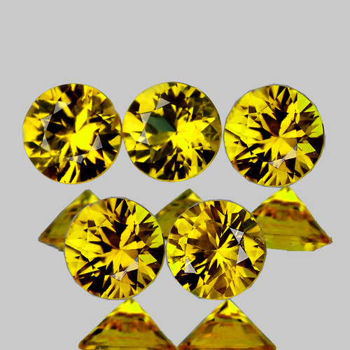 3.70 mm 5 pcs Round Brilliant Cut AAA Fire Intense Yellow Sapphire Natural {Flawless-VVS}--AAA Grade