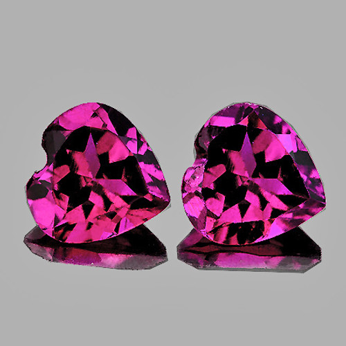 6.00 mm 2 pcs Heart AAA Fire Raspberry Pink Rhodolite Garnet Natural {Flawless-VVS}