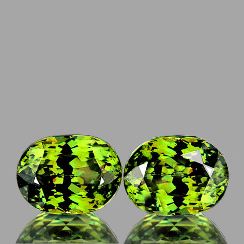 5x4 mm 2pcs Oval Brilliant Cut Extreme Brilliancy Natural Green Demantoid Garnet {Flawless-VVS}