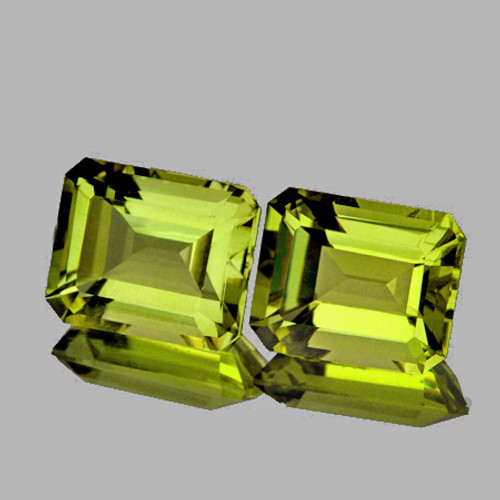 10x8 mm 2pcs Octagon AAA Fire Natural Green Gold Lemon Quartz {Flawless-VVS}