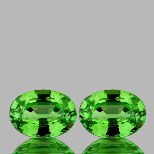 6x4.5mm 2pcs {1.15 cts} Oval AAA Fire Vivid Green Tsavorite Garnet Natural {VVS}