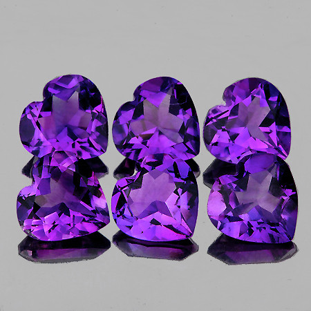 6.00 mm 6 pcs Heart Brilliant Cut AAA Fire Intense Purple Amethyst Natural {Flawless-VVS1}