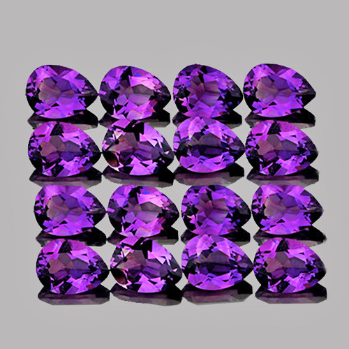 4x3 mm 16 pcs Pear AAA Fire Intense Purple Amethyst Natural {Flawless-VVS}