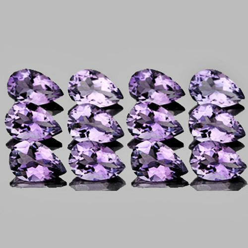 6x4 mm 12 pcs Pear AAA Fire Natural Pinkish Purple Amethyst {Flawless-VVS}