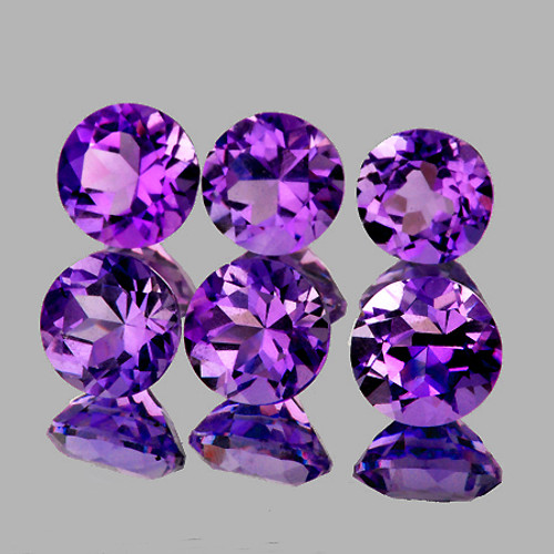 5.50 mm 6 pcs Round AAA Fire Natural AAA Purple Amethyst {Flawless-VVS1}