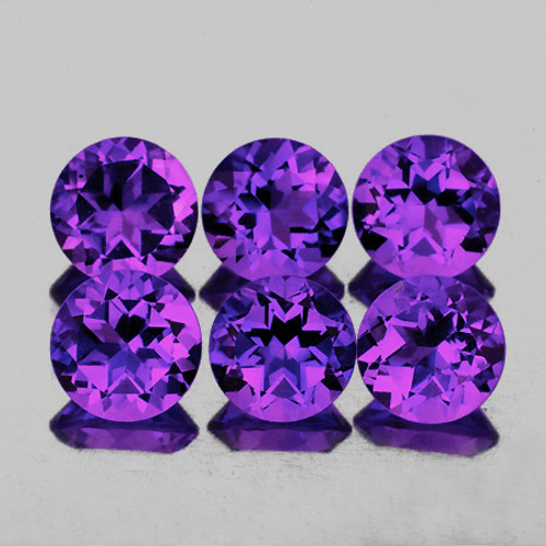 6.00 mm 6 pcs Round AAA Fire Intense AAA Purple Amethyst Natural {Flawless-VVS1}