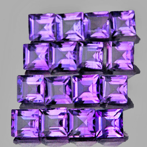 3.00 mm 16 pcs Square AAA Fire Top Purple Amethyst Natural (Flawless-VVS}