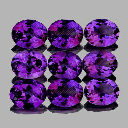 6x5 mm 9 pcs Oval AAA Fire Intense Purple Amethyst Natural {Flawless-VVS1}--AAA Grade