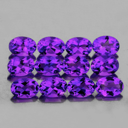 6x4 mm 12 pcs Oval AAA Fire Intense Purple Amethyst Natural {Flawless-VVS1}