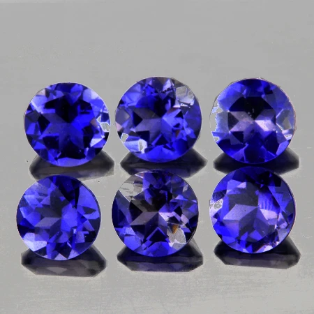5.00 mm 6 pcs Round Brilliant Cut AAA Fire Intense Bluish Violet Iolite Natural {Flawless-VVS1}