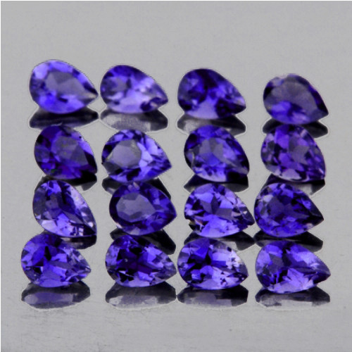 4x3 mm 16 pcs Pear AAA Fire Intense Bluish Violet Iolite Natural {Flawless-VVS1}