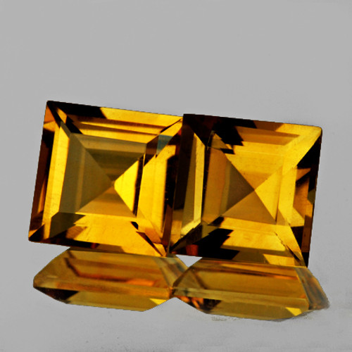 7.00 mm 2 pcs Square AAA Fire Intense Golden Yellow Citrine Natural (Flawless-VVS}