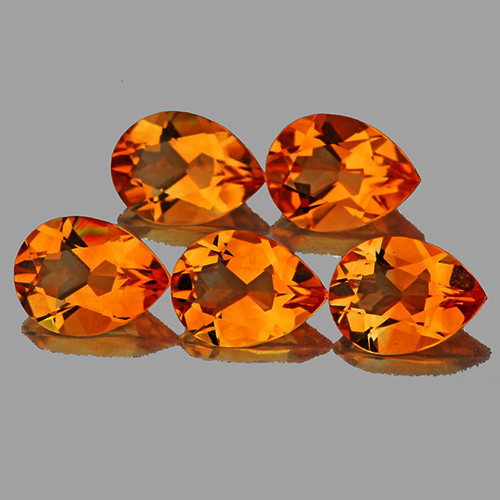 7x5 mm 5 pcs Pear AAA Fire Madeira Orange Citrine Natural  {Flawless-VVS1}