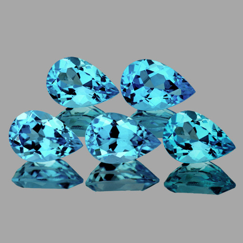 9x6 mm 5 pcs Pear AAA Fire Intense Sky Blue Topaz Natural {Flawless-VVS1}--AAA Grade