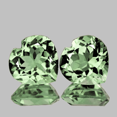 9.00mm 2pcs Heart AAA Fire Natural Green Amethyst {Flawless-VVS1}