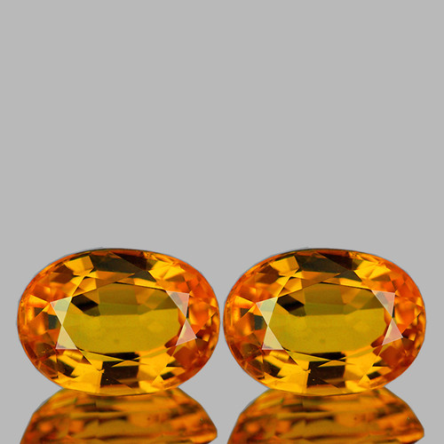 7x5 mm 2pcs Oval Sunset Yellow Sapphire Natural (Flawless-VVS)