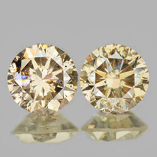 3.50 mm 2 pcs Round Brilliant Cut AAA Fire Bright Champagne Diamond Natural