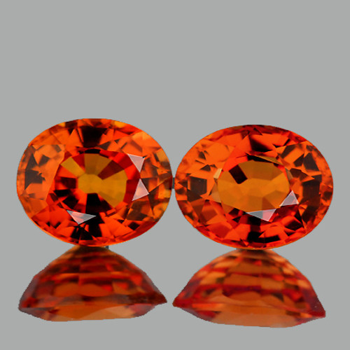 4.7x4 mm 2 pcs Oval AAA Fire Intense Orange Sapphire Natural {Flawless-VVS}