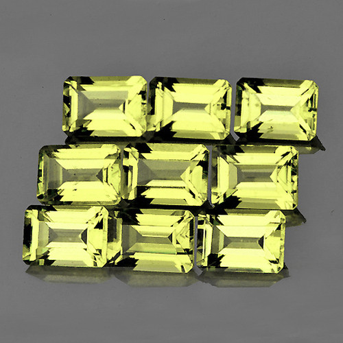 6x4 mm 9 pcs Octagon AAA Fire Natural Green Gold Lemon Quartz {Flawless-VVS}