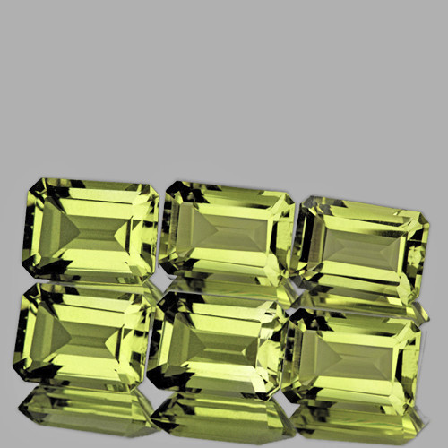 7x5 mm 6 pcs Octagon AAA Fire Natural Green Gold Lemon Quartz {Flawless-VVS}