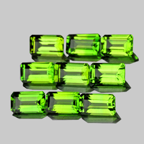 6x3 mm 9 pcs Baguette AAA Fire AAA Green Peridot Natural {Flawless-VVS1}