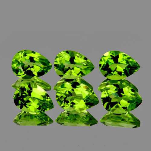 7x5 mm 6 pcs Pear AAA Fire AAA Green Peridot Natural {Flawless-VVS1}