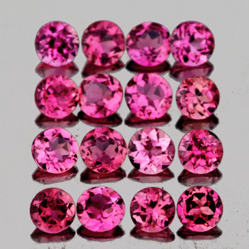 2.50 mm 16 pcs Round AAA Fire Intense Padparadscha Pink Tourmaline Natural {Flawless-VVS}