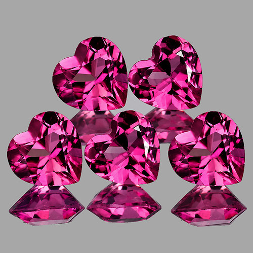 4.00 mm 5 pcs Heart Brilliant Cut Best AAA Fire Intense Hot Pink Tourmaline Natural {Flawless-VVS1}--AAA Grade