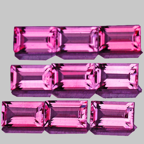 4x2 mm 9 pcs Baguette Machine Cut AAA Pink Tourmaline Natural {Flawless-VVS1}--AAA Grade