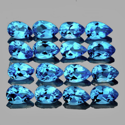 4x3mm 16 pcs Pear AAA Fire Natural Swiss Blue Topaz {Flawless-VVS1}