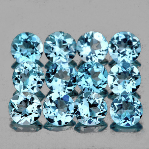 4.00 mm 12 pcs Round Brilliant Cut AAA Fire AAA Sky Blue Topaz Natural {Flawless-VVS1}